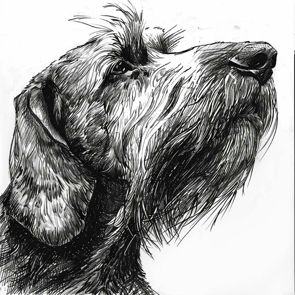 Grand Basset Griffon Vendeen Dog Line Sketch 2