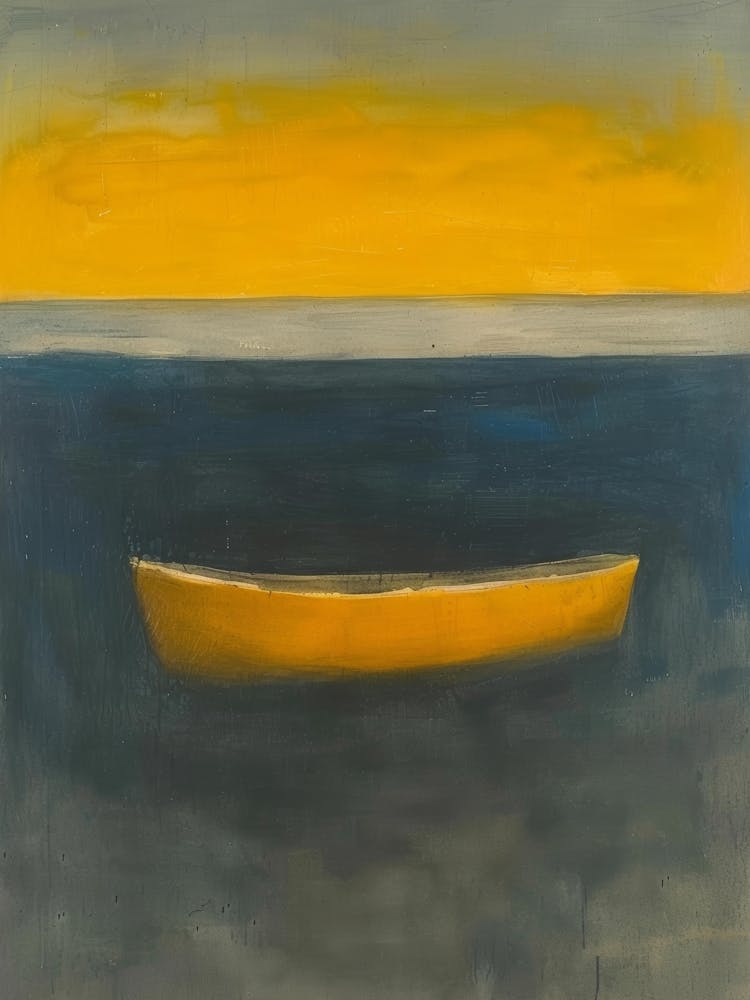 Bateau Jaune Au Coucher du Soleil