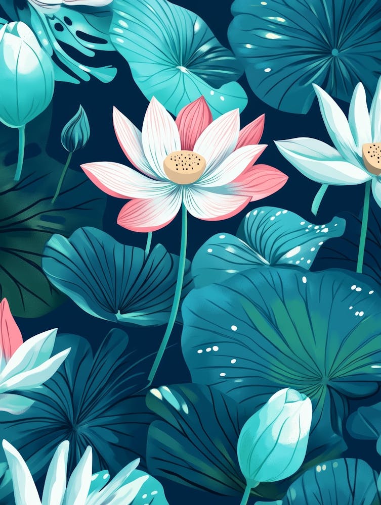 Lotus Flower Seamless Pattern 1