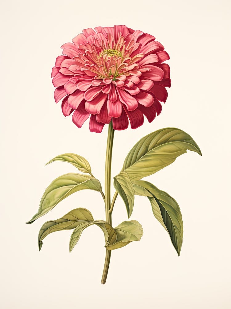 Fleur de Zinnias Botanique Vintage 2