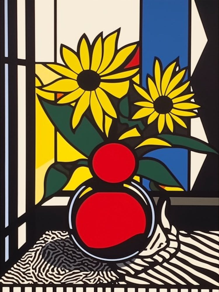 Dahlia Flower Still Life  1 Pop Art Style