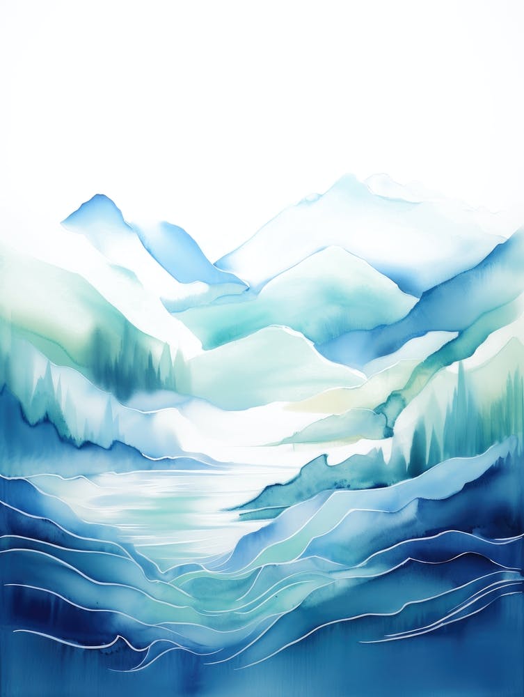 Watercolor Of Mountains 9