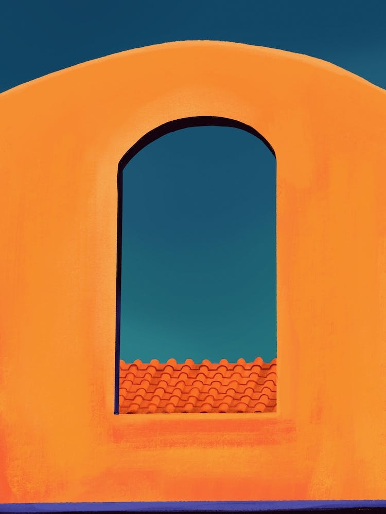 Rooftop Arch Window Santorini