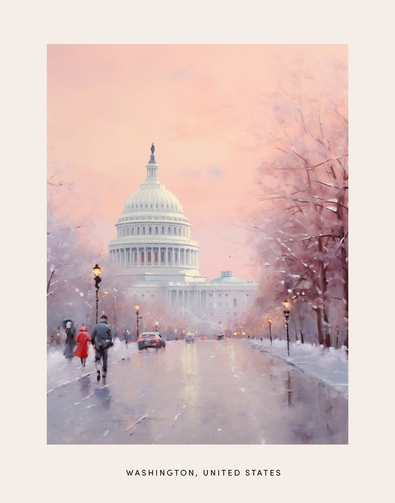 Dreamy Winter Painting Poster Washington Dc Usa 2