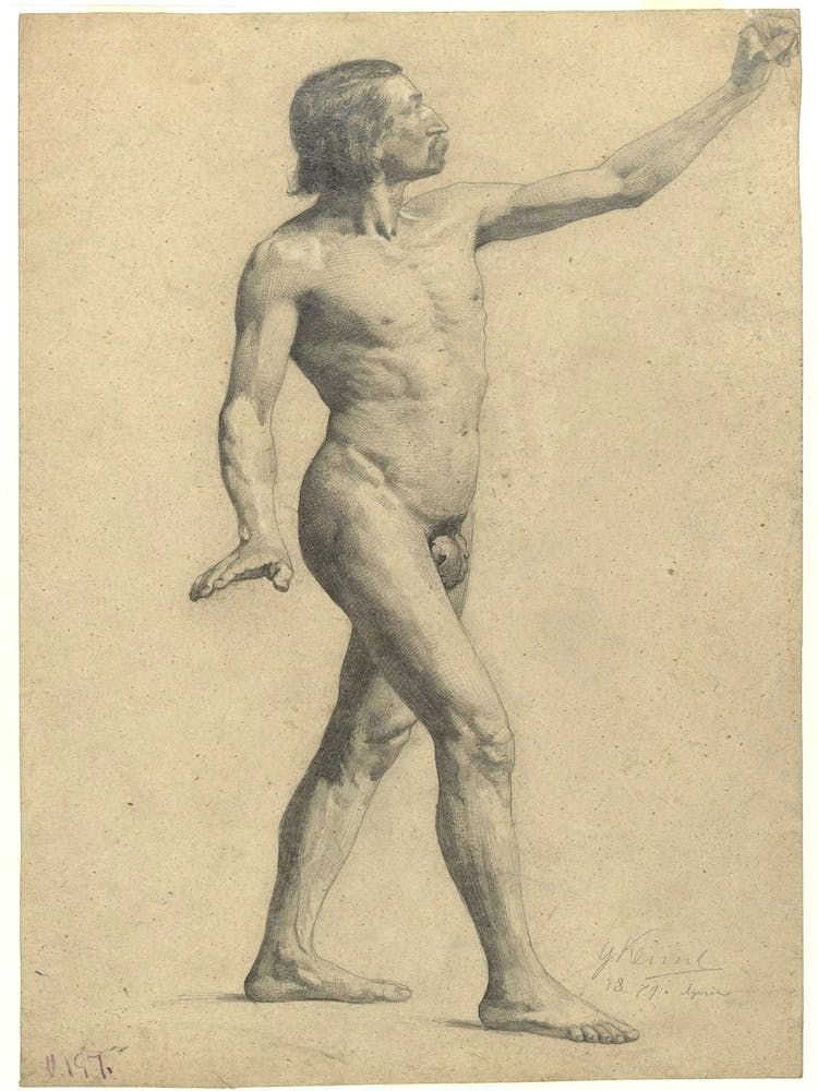 Male Academy Nude In Motion, Gustav Klimt