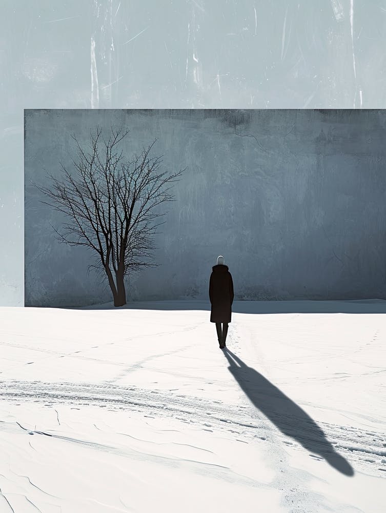 Man Walking In The Snow, Sweden Minimalism