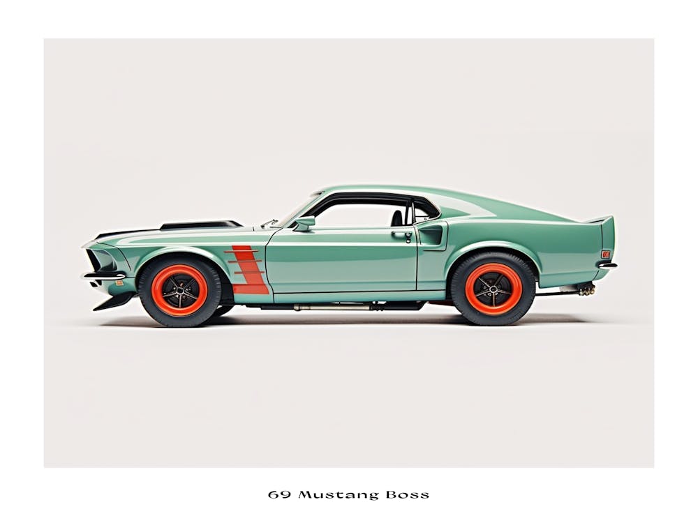 Toy Car 69 Mustang Boss 302 Teal Poster