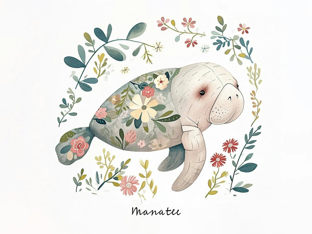 Little Floral Manatee 2 Poster