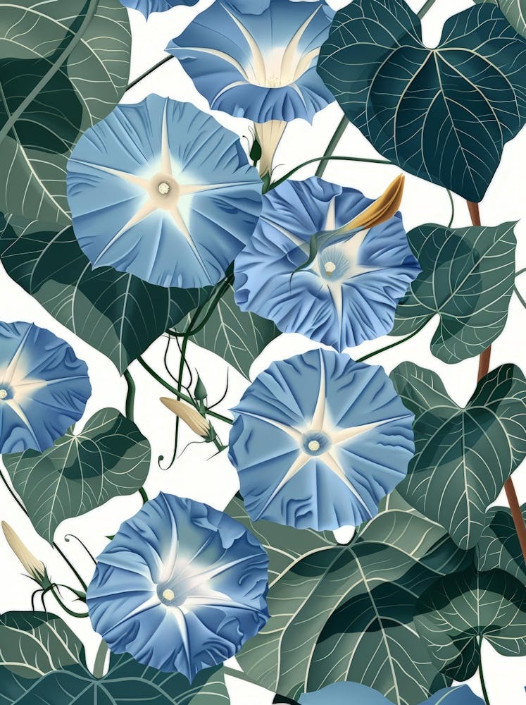 Morning Glory Seamless Pattern