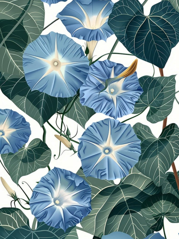Morning Glory Seamless Pattern