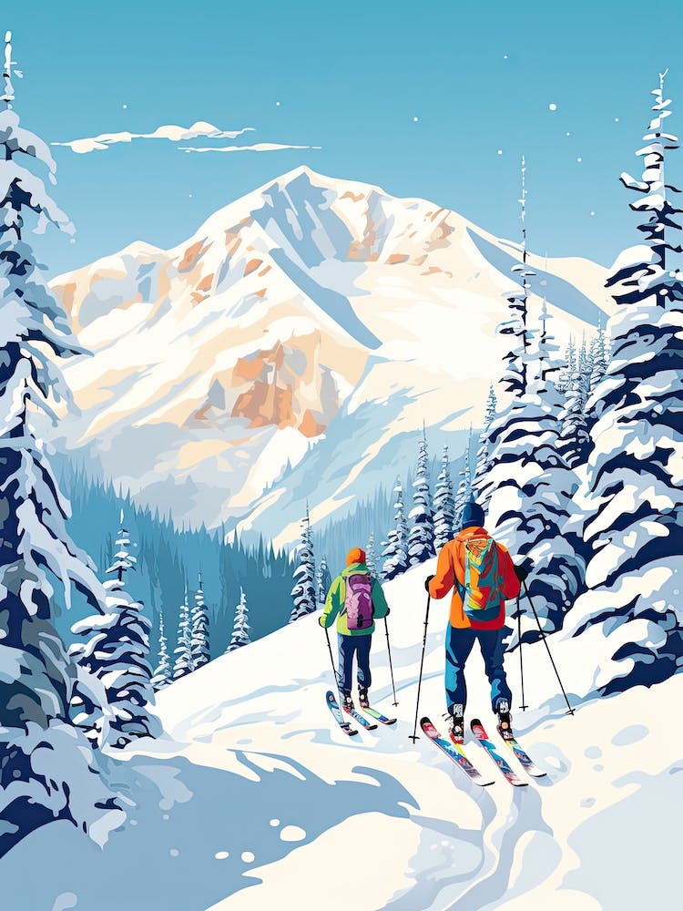 Banff Sunshine Village   Alberta Canada, Ski Resort Illustration 0