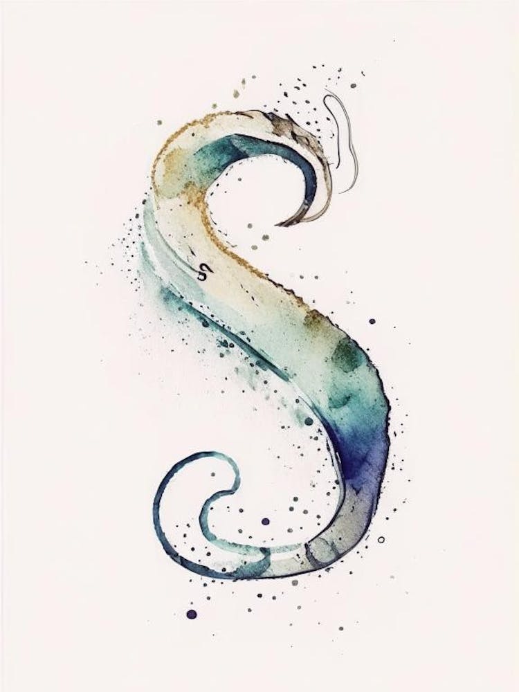 S  Letter, Alphabet Minimalist Watercolour Ii