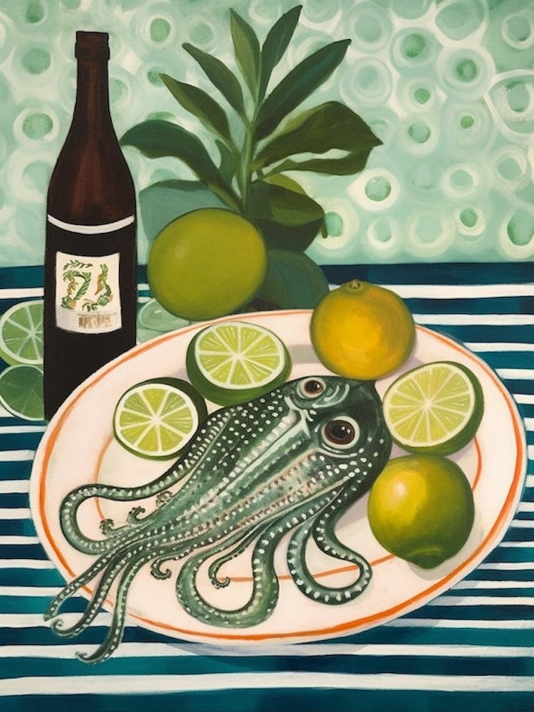Squid Italian Still Life Painting