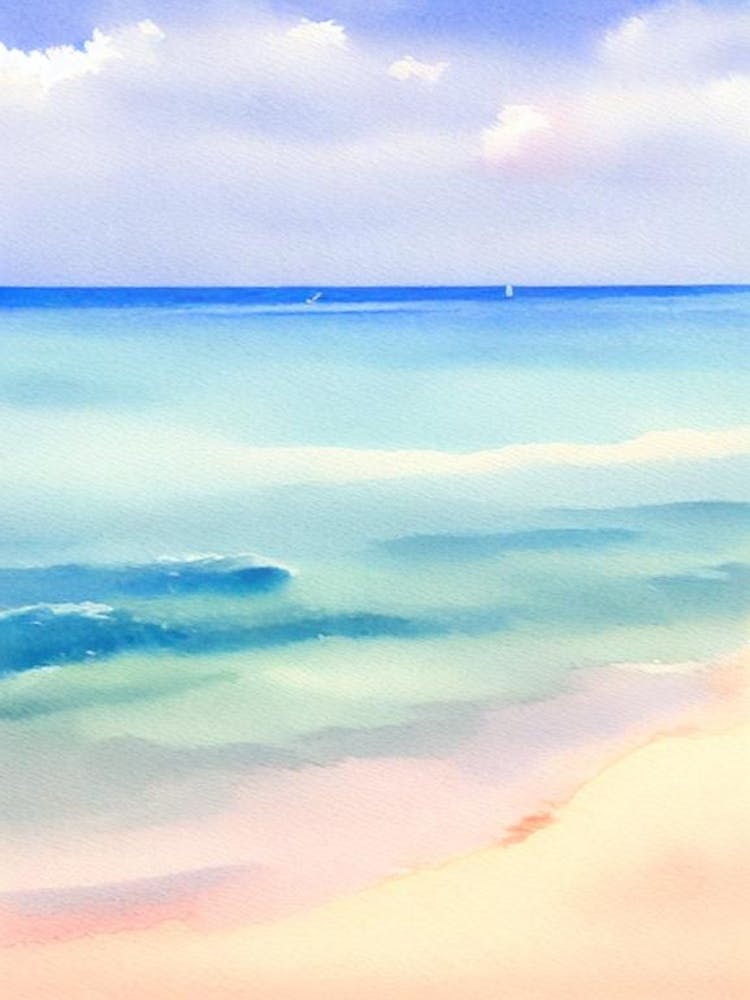 Palombaggia Beach 2, Corsica, France Watercolour