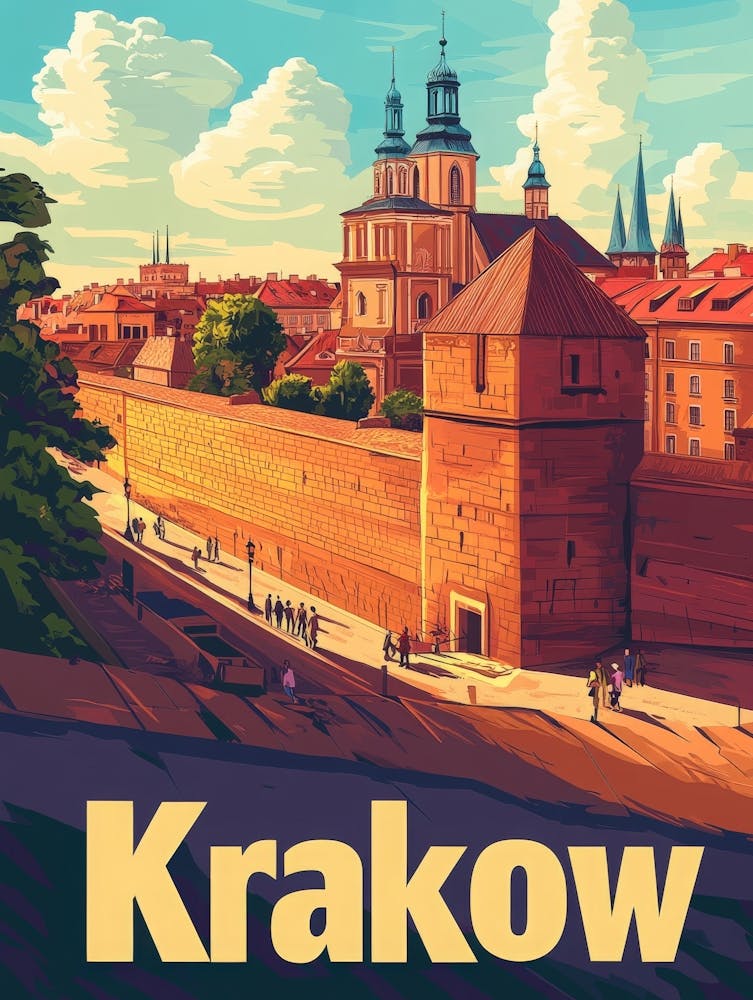 Aihrgdesign A Retro Travel Poster For Krakow 3