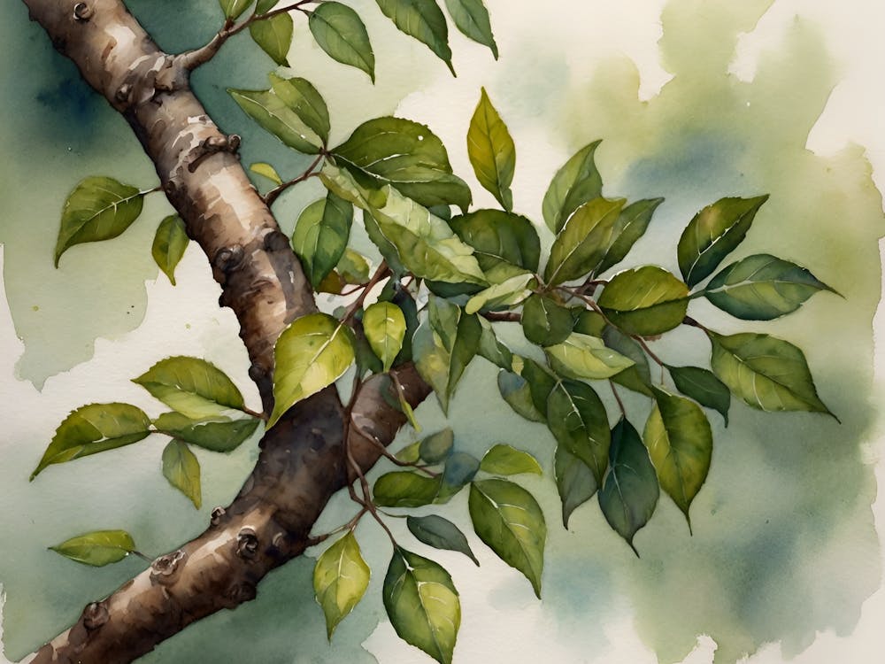 Watercolor Of A Tree Branch