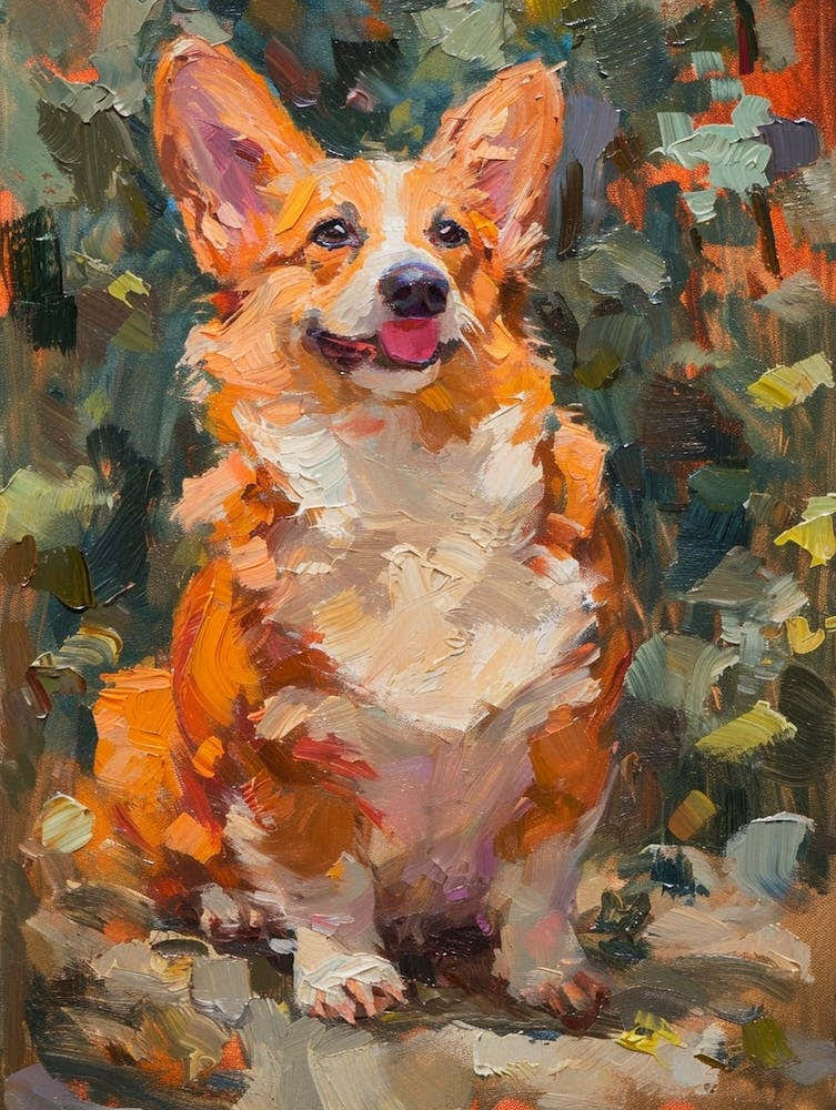 Pembroke Welsh Corgi Acrylic Painting 2
