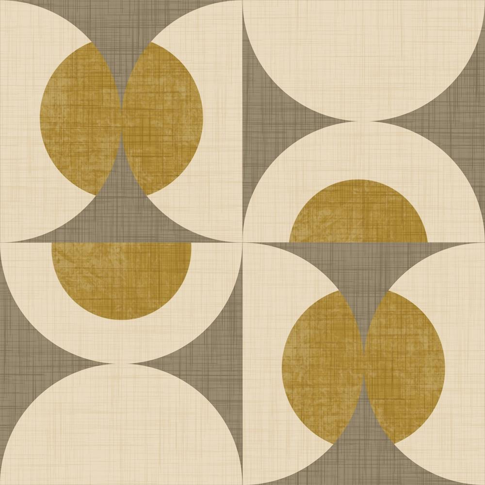 Retro Vintage Circle Fusion Mid Century Orbs Taupe 50s Geometric