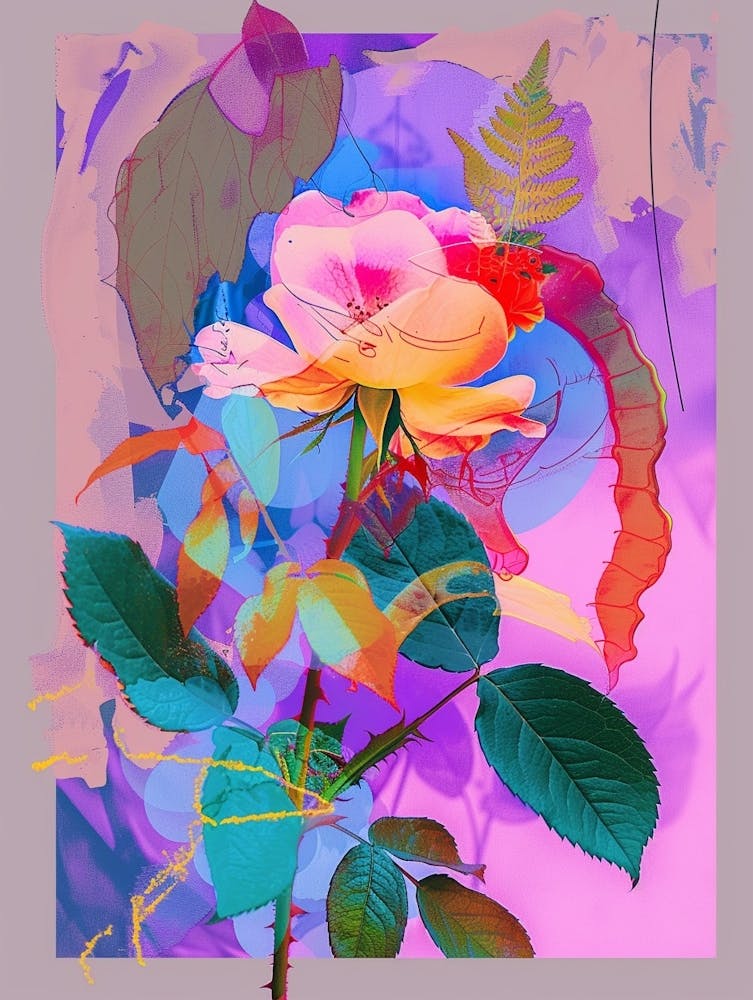 Rose 2 Neon Flower Collage