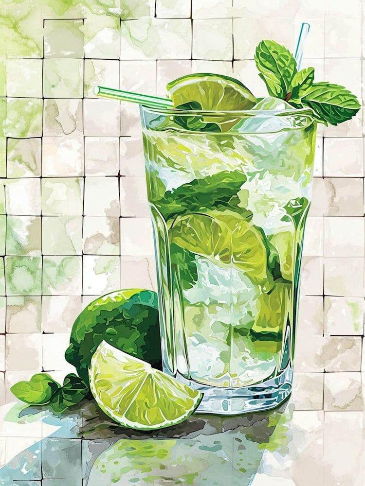 Mojito Watercolour Inspired 1
