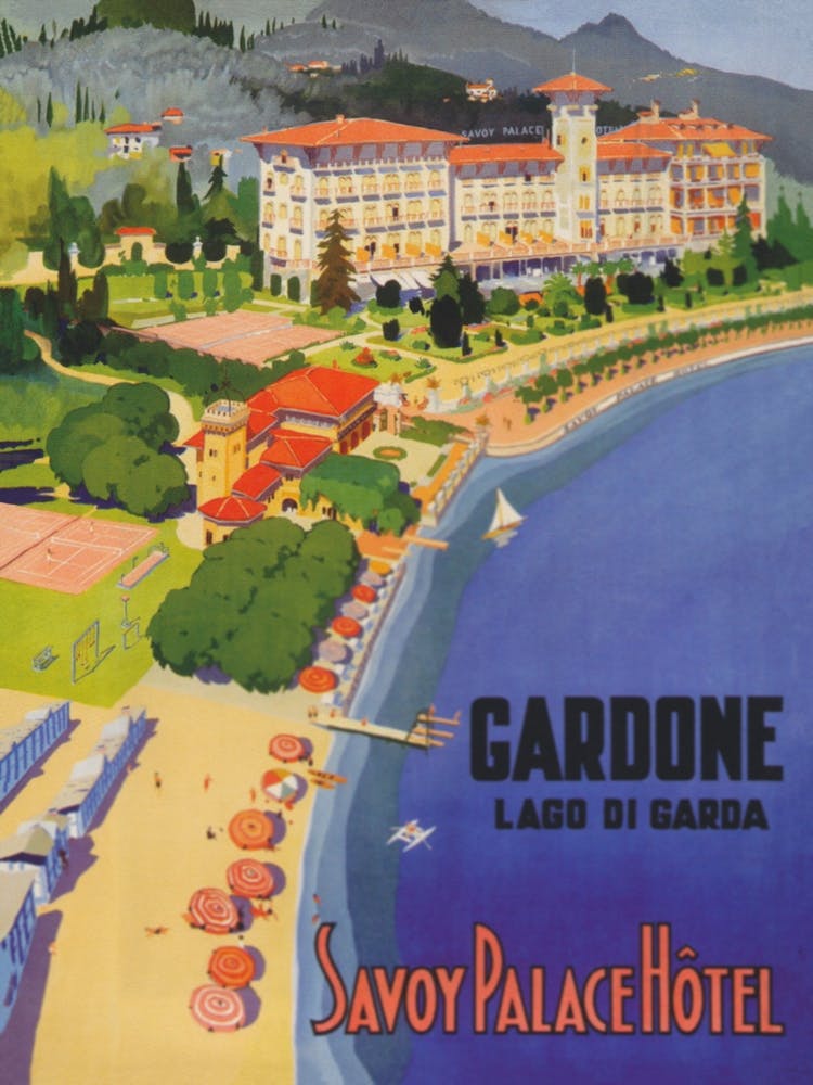 Gardone Italy, Gardone Riviera, Lake Garda, Vintage Travel Poster