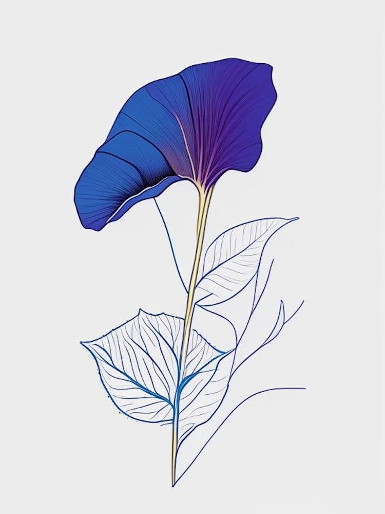 Morning Glory Floral Minimal Line Drawing 2 Flower