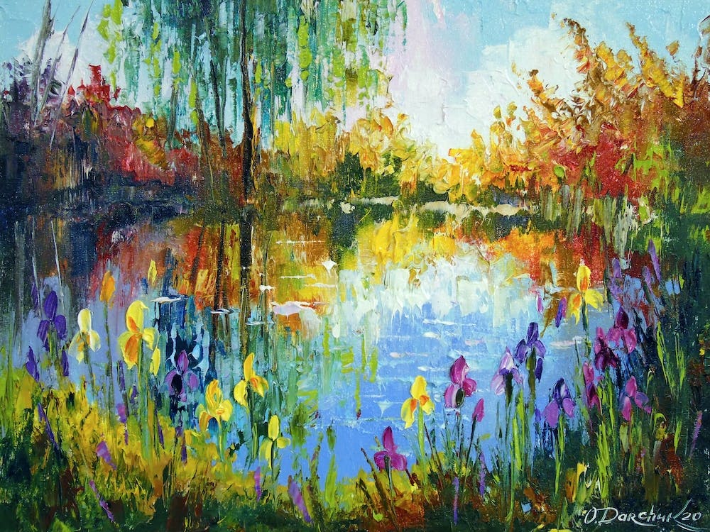 flowers by the pond