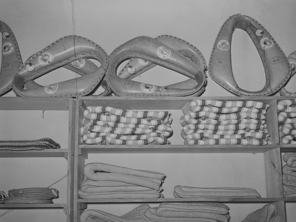 Horse Collars And Blankets In Ranch Supply Store, Alpine, Texas By Russell Lee