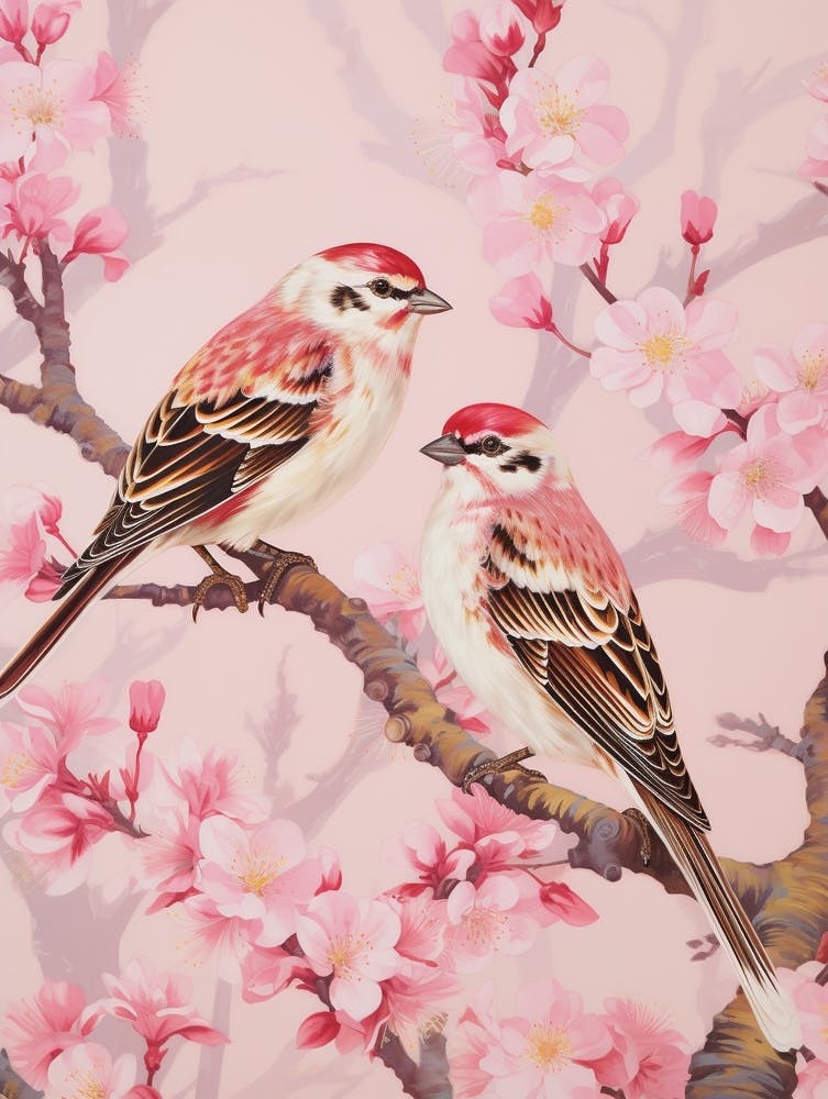 Vintage Japanese Inspired Bird Print House Sparrow 2