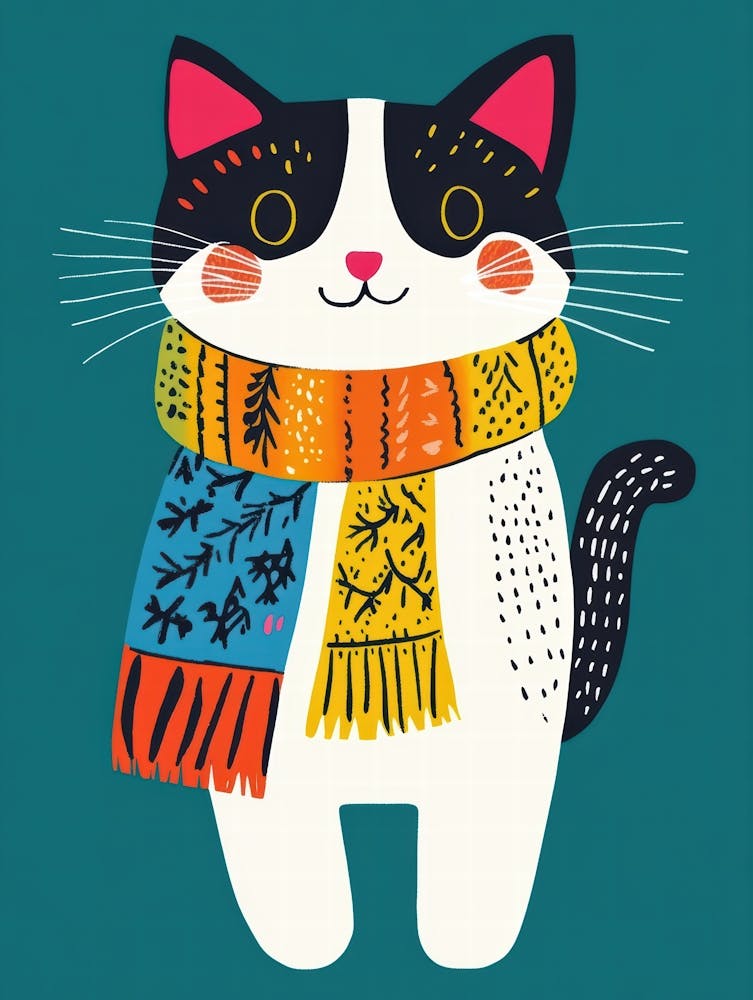 Winter Cat.Generated AI. Wall