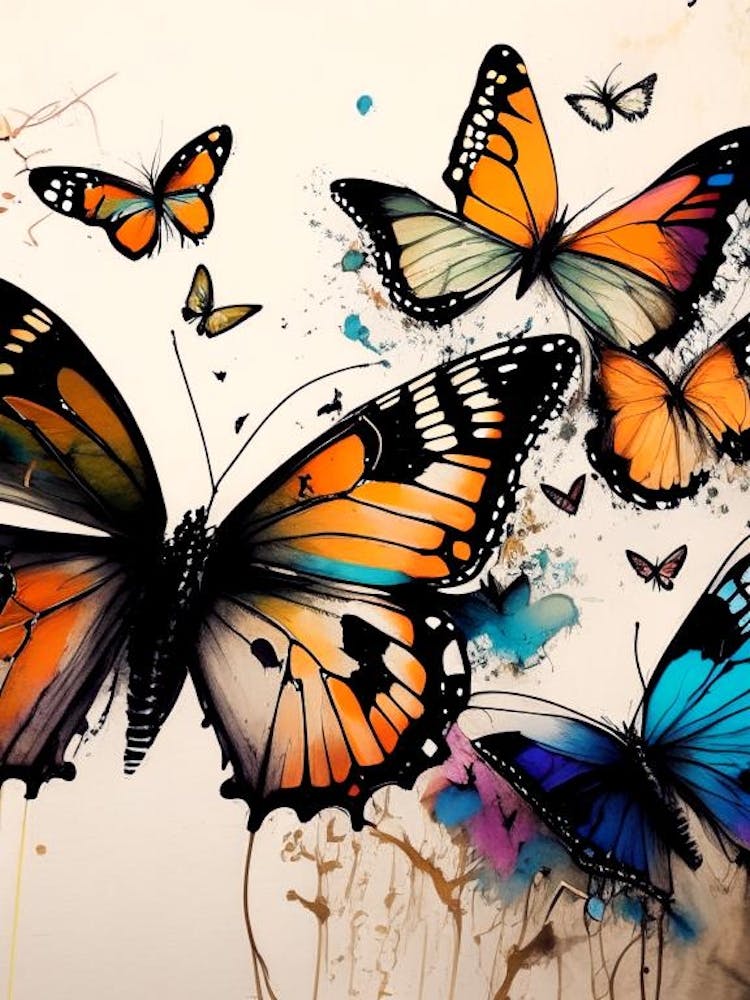 Butterflies In Migration Graffiti Illustration 1