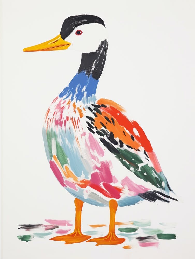 Colourful Bird Painting Grebe 3
