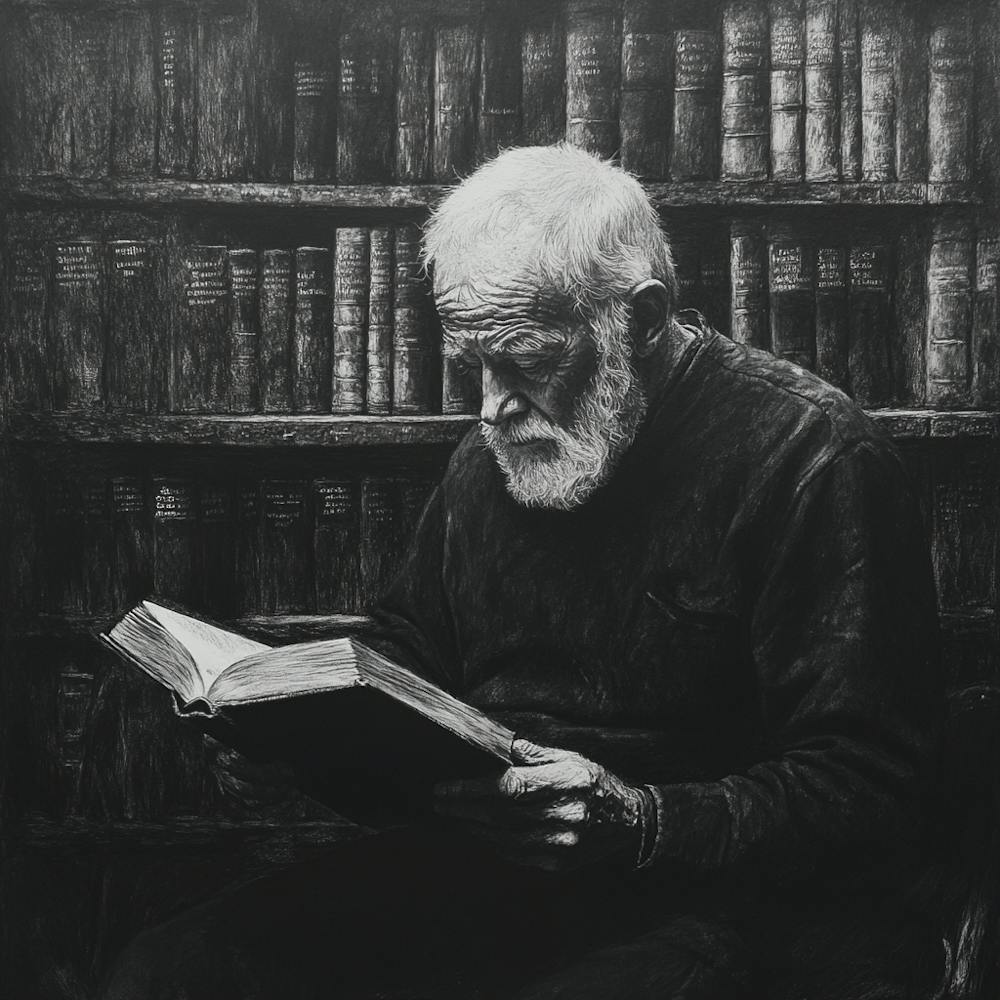 Old Man Reading A Book