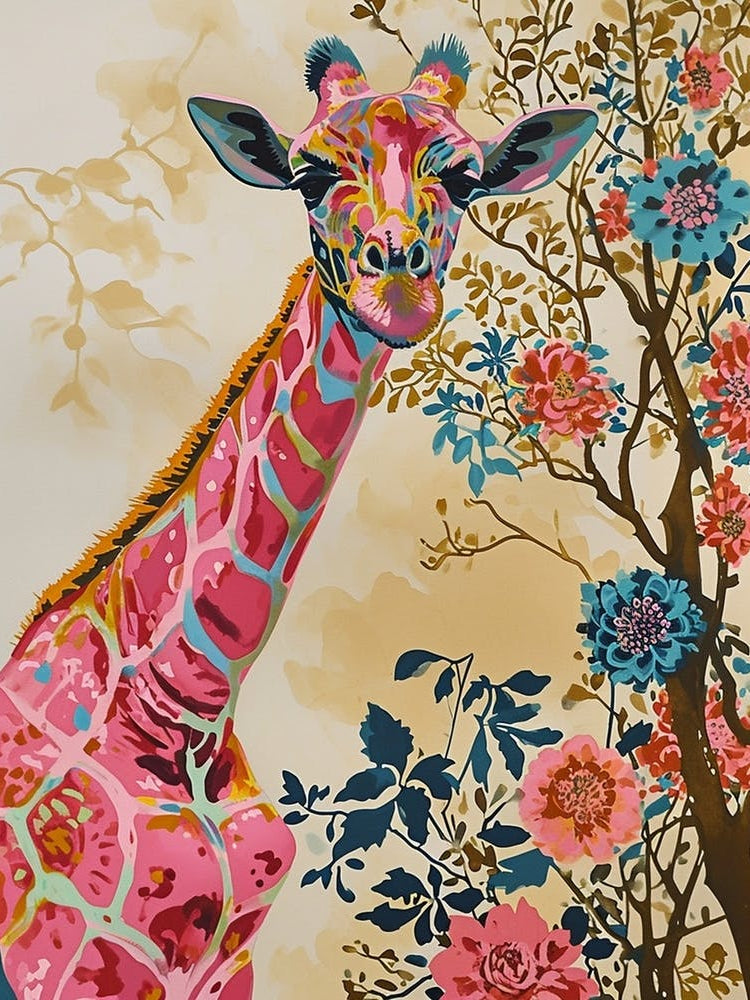 Floral Animal Painting Giraffe 2