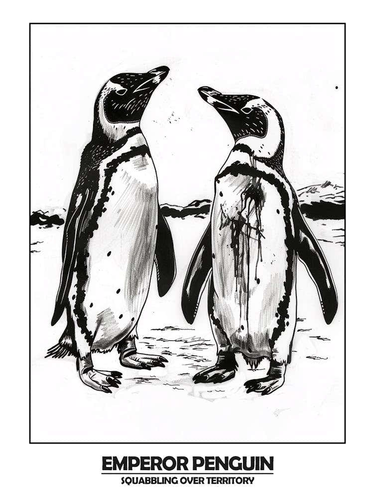 Penguin Squabbling Over Territory Poster 3