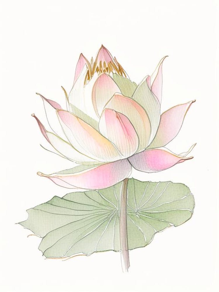 Sacred Lotus Pencil Illustration 5