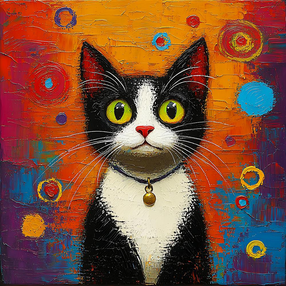 Tuxedo Cat Colorful 4