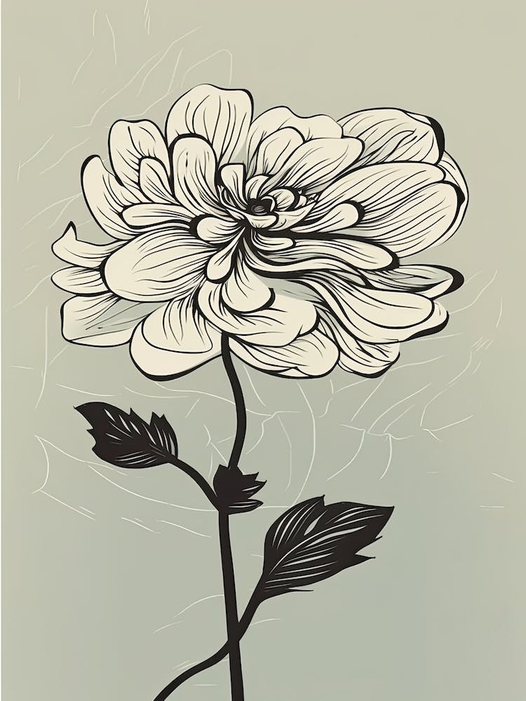 Dahlia Line Art Flowers Illustration Neutral 12