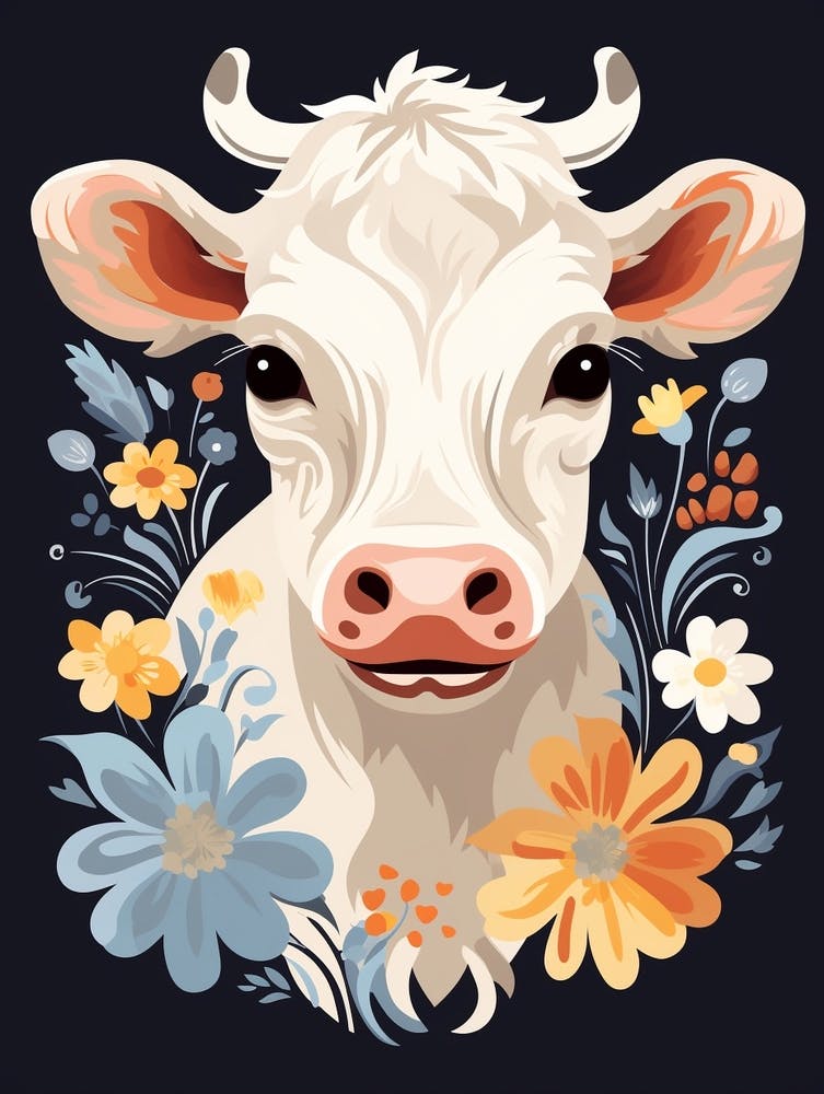 Baby Animal Illustration  Cow 3
