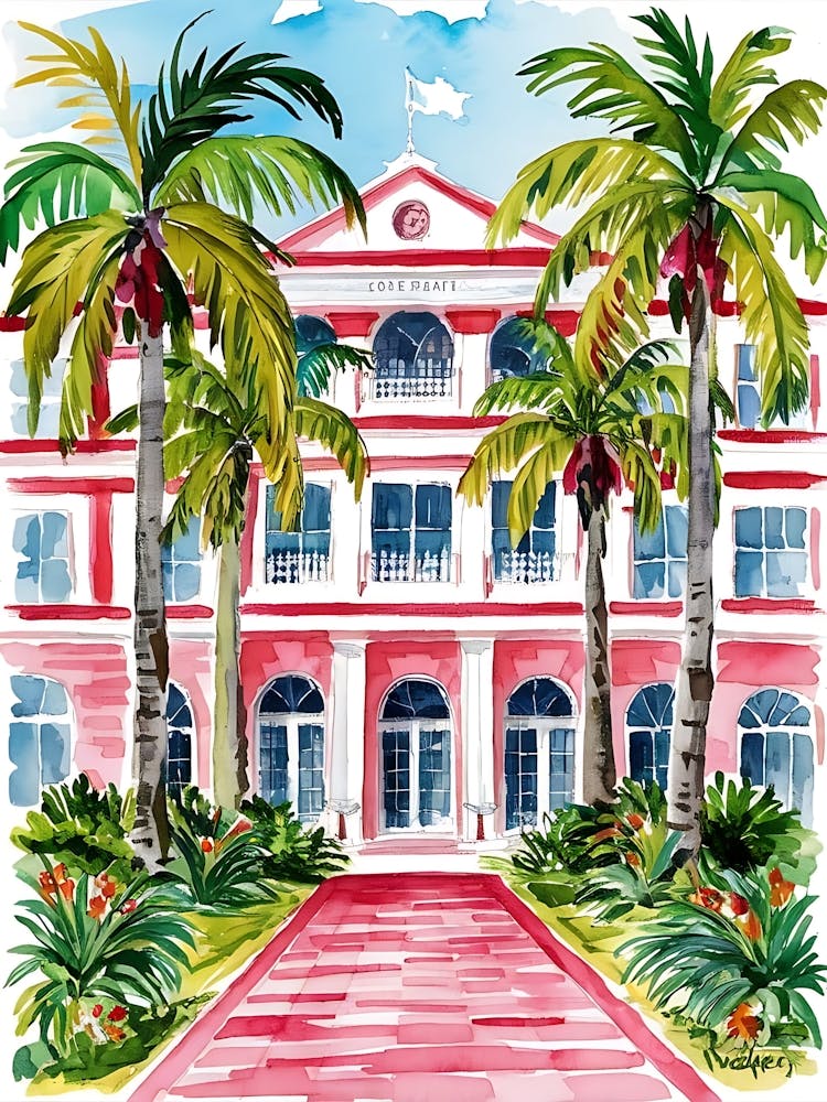 Colony Hotel, Palm Beach, Florida, Watercolor Print, Tropical Art, Watercolors, Colorful, Florida Painting (8)