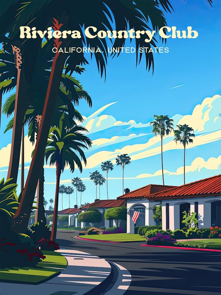 Riviera Country Club Tennis Club Travel Art