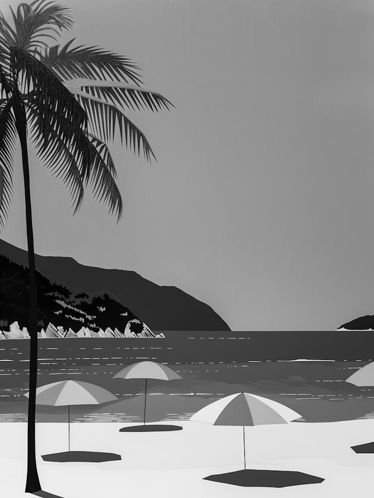Black And White Beach Scene 3