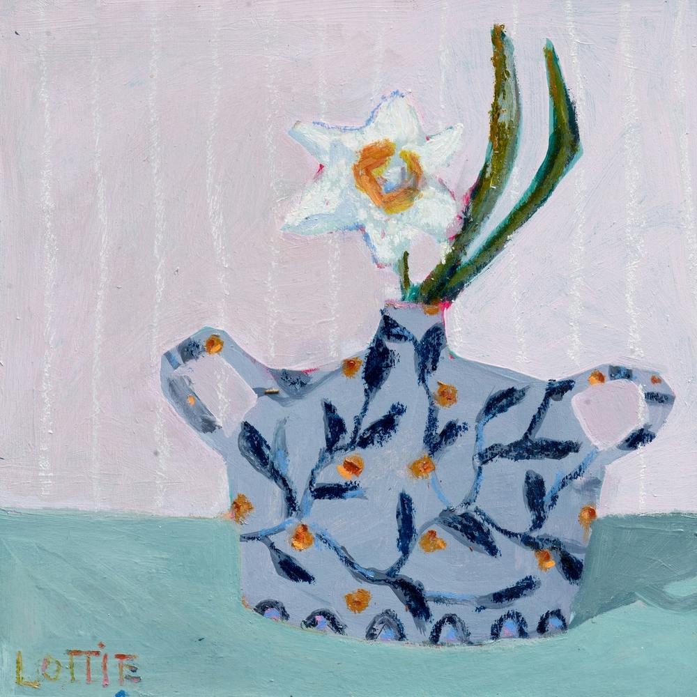 Daffodil In Blue Vase