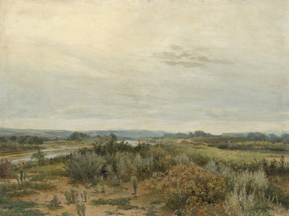 View Of A River, Muted Vintage Landscape Art