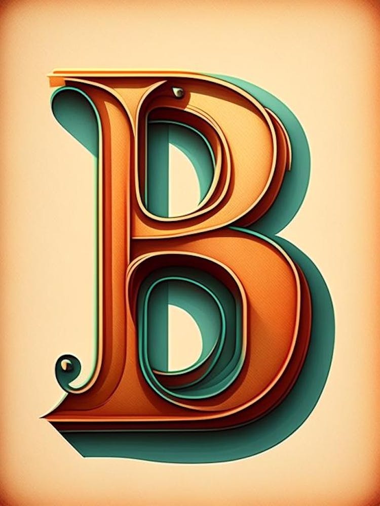 B, Letter, Alphabet Retro Drawing 3