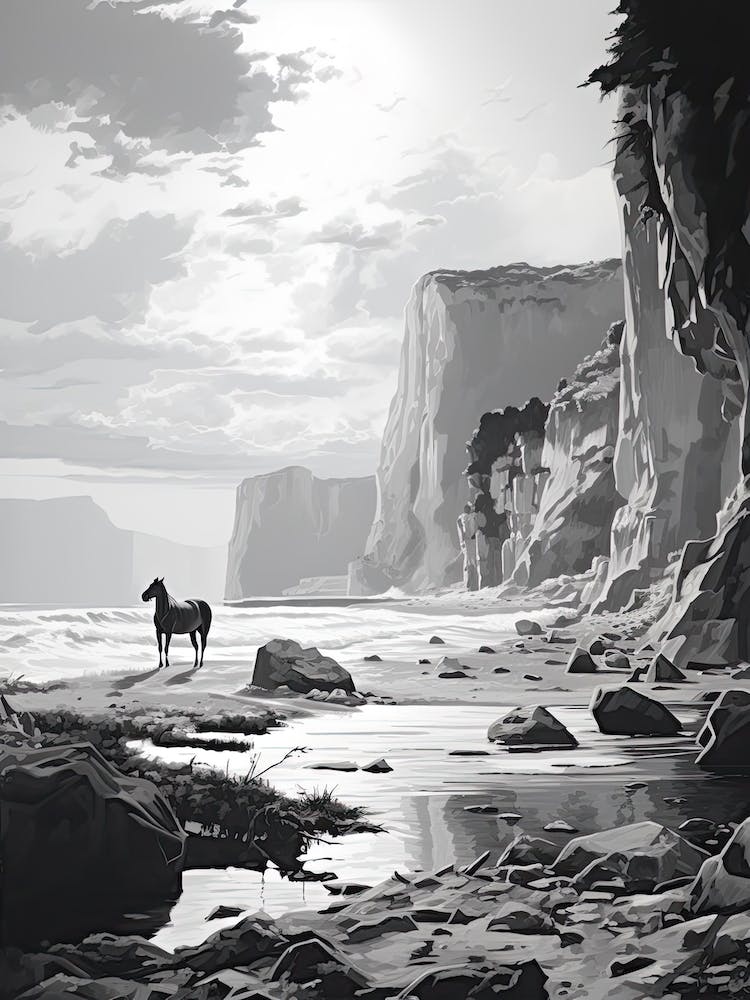 A Horse Oil Painting In Navagio Beach, Greece, Portrait 1