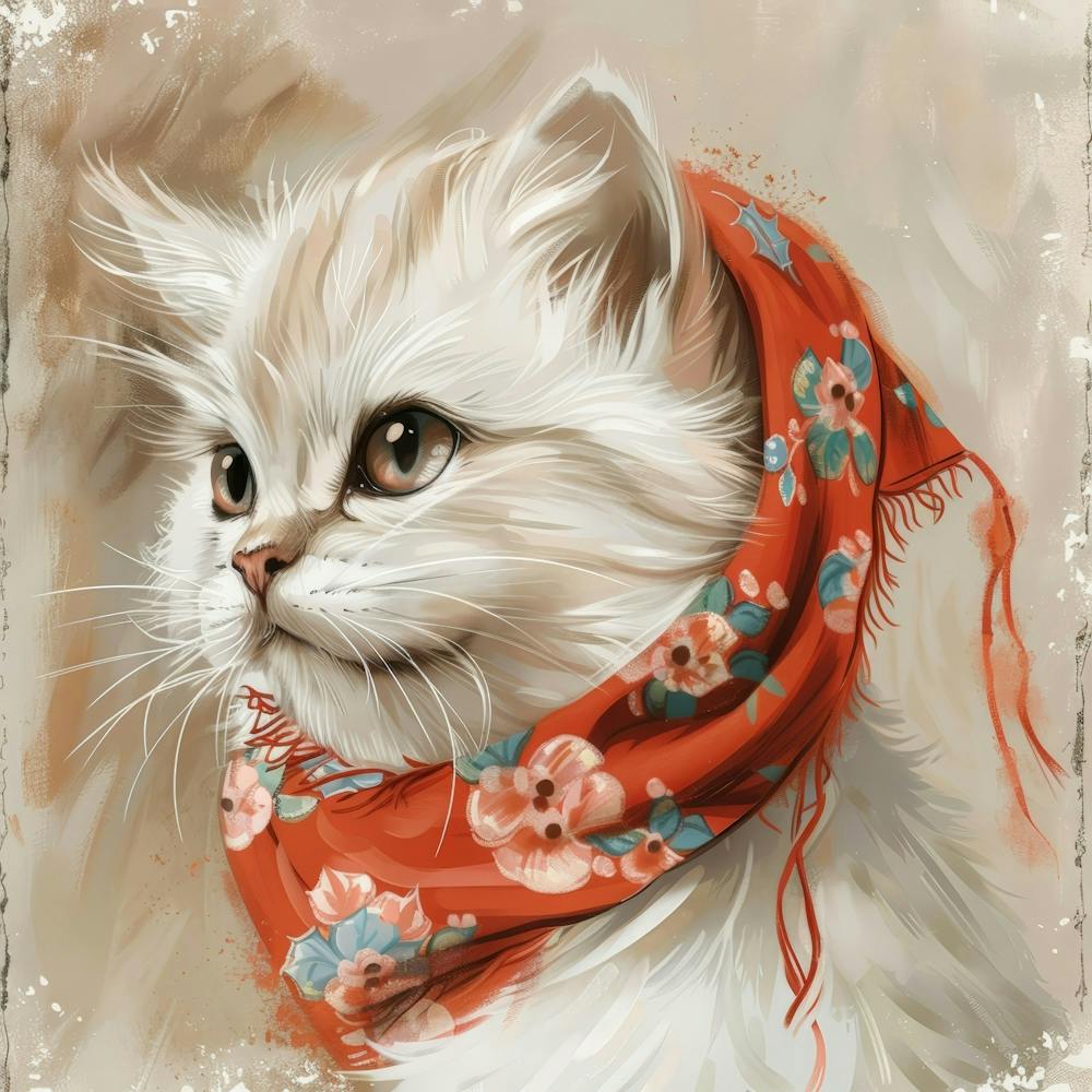 Cat With Scarf
