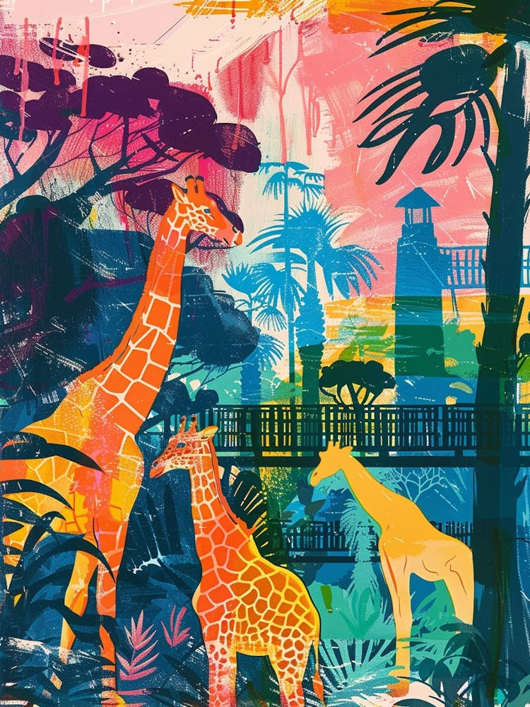 The Bronx Zoo New York Colourful Silkscreen Illustration 2