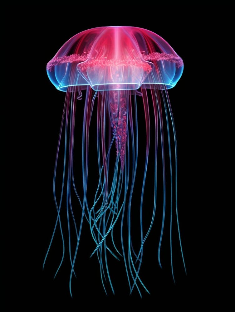 Box Jellyfish Neon Illustration 3