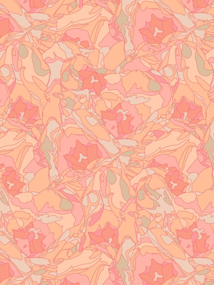 TULIP DREAMS Abstract Retro Floral in Orange Blush Peach Fuzz